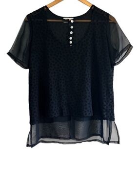 Sandro vintage sheer dotted short sleeve flowy blouse excellent condition